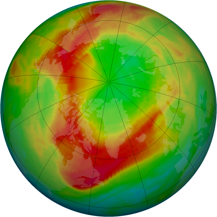 Arctic ozone map for 26 February 1990